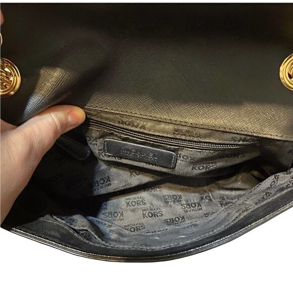 Michael Kors Black Leather Studded Tina Shoulder Flap Bag - Picture 4 of 7